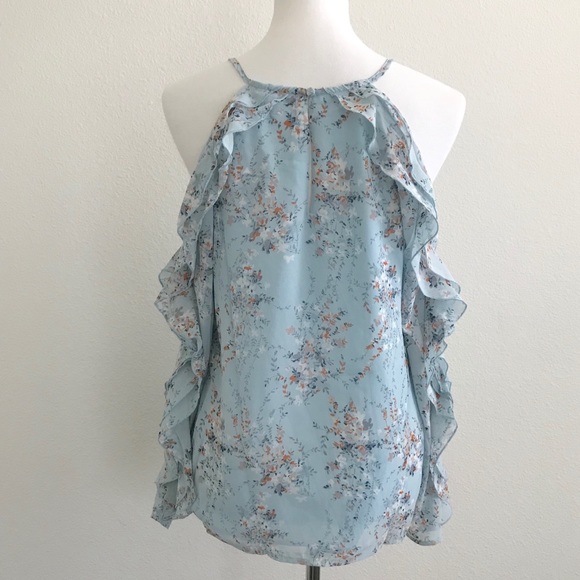 ☀️LAST1️⃣//BLUE RUFFLED FLORAL COLD SHOULDER - Picture 10 of 13